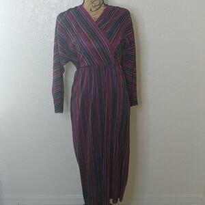 Caara Mock Wrap Striped Dress Size XS